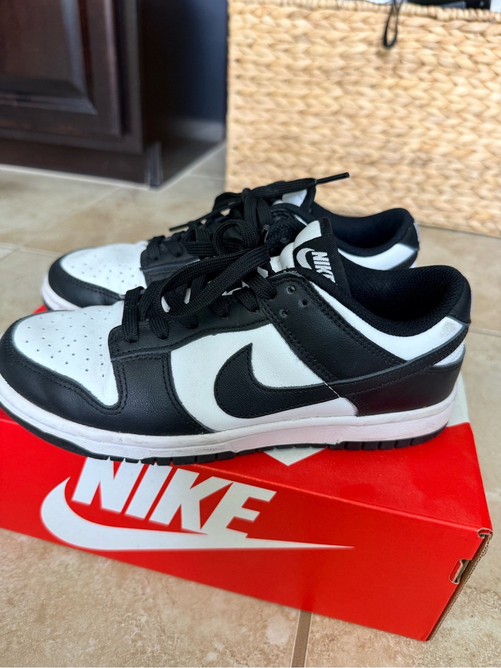Nike Black and White Low-Top Dunk Sneakers